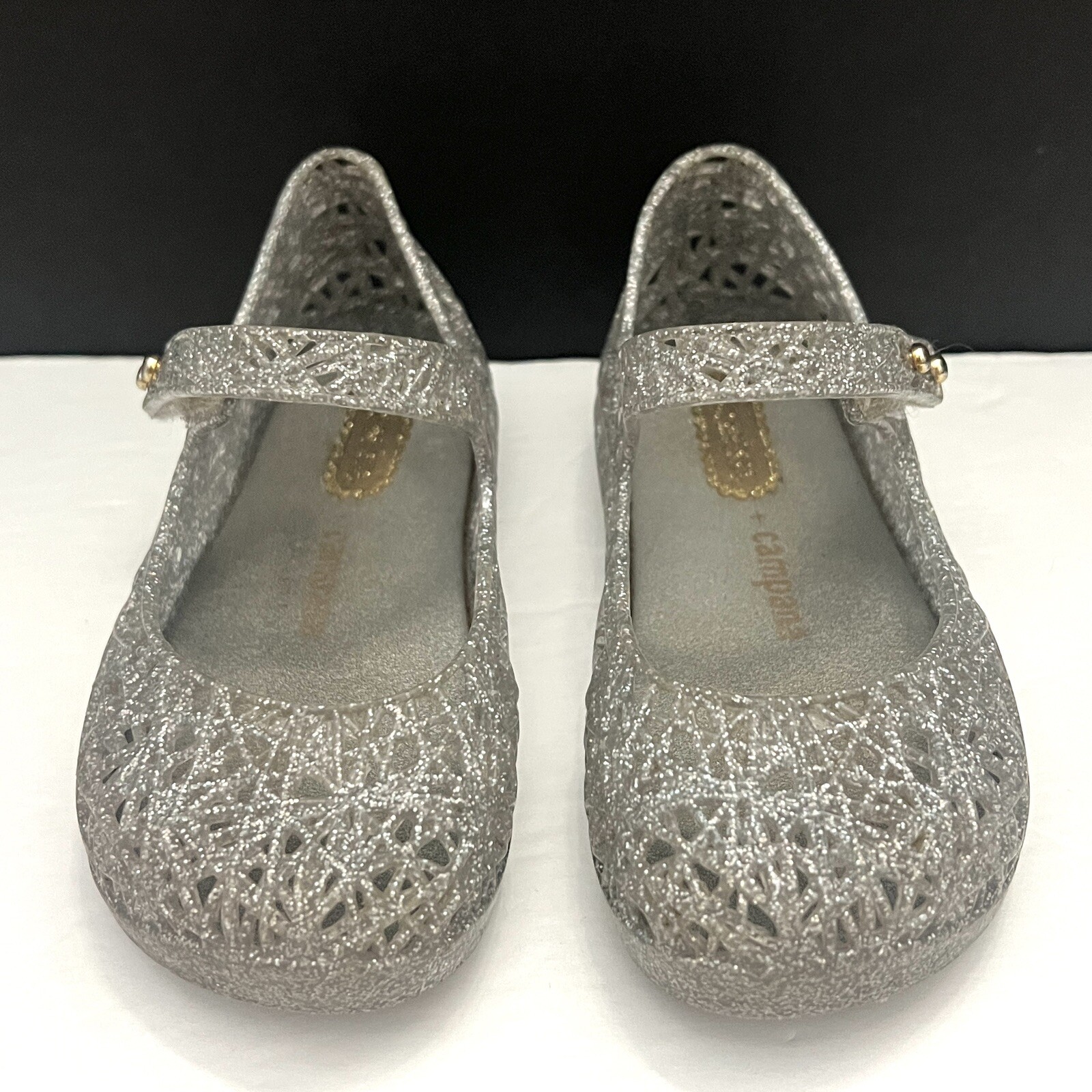 Baby Girl 7 Mary Jane Campana Silver Metallic Strap Flat