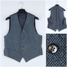 Mens Waistcoat Medium Size US 40 Blue Formal Knit Dress Vest