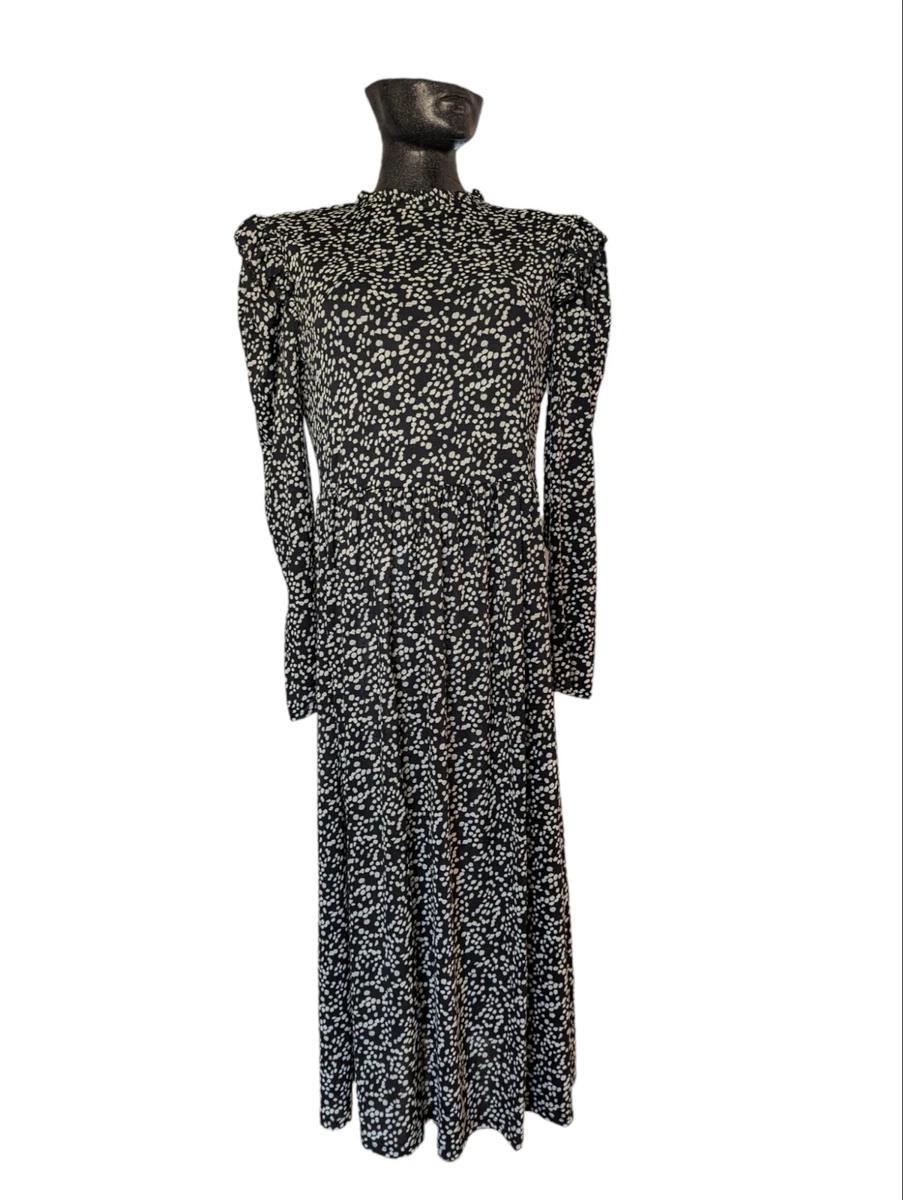 Polka Dot Midaxi Dress Miss Selfridge Black White Stretch Ruffle