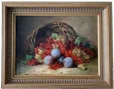 BERNARD NEUVILLE SIGNED - ANTIQUE FRENCH POST IMPRESSIONIST OIL 1940's - FRUIT