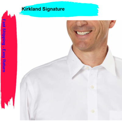 kirkland signature men's tailored fit dress shirt white Kirkland Signature Men's Tailored Fit Dress Shirt, White, Size 16-38/39