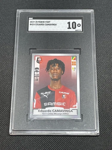 2019 Panini Foot #424 Eduardo Camavinga RC ROOKIE SGC 10 SCRATCHED CASE