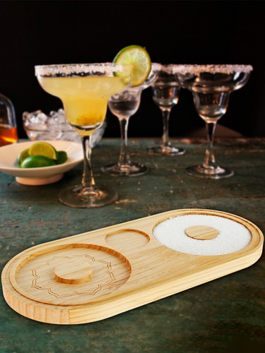 Margarita Salt Rimmer Reusable Bamboo Sugar Salt Rimmer 2-in-1 Bar Glass weSXh - Picture 8 of 11
