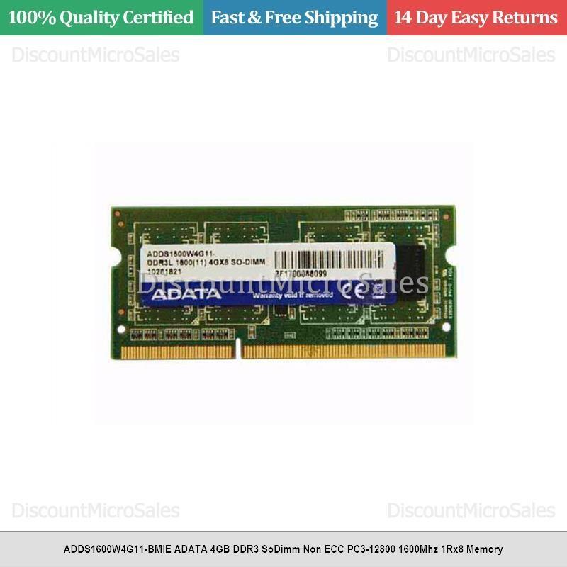 ADDS1600W4G11-BMIE ADATA 4GB DDR3 SoDimm Non ECC PC3-12800 1600Mhz 1Rx8  Memory
