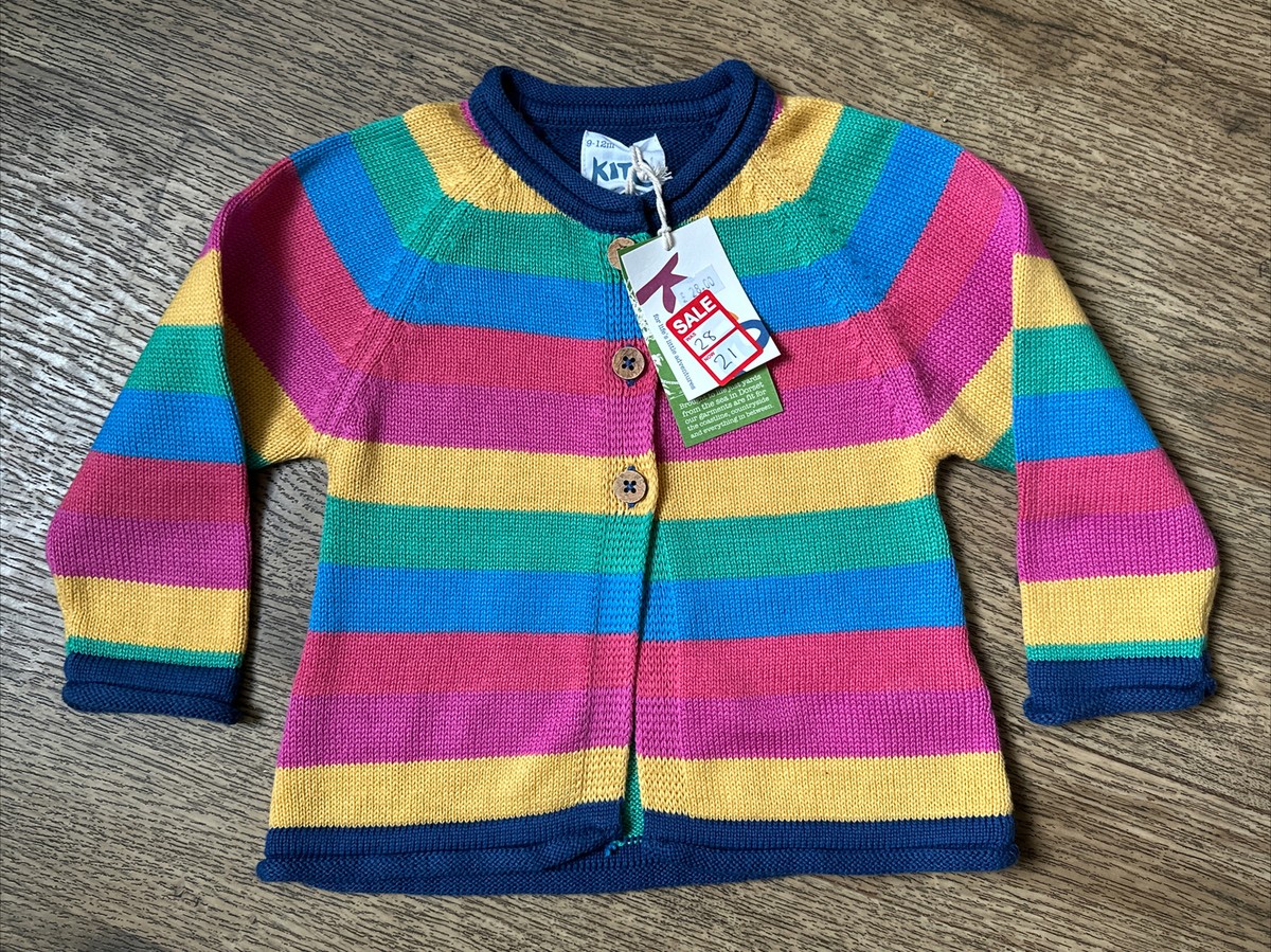 Kite Clothing Organic Cotton Baby Girls Cardigan Rainbow Stripe