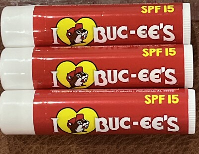 3 BUC-EES LIP BALM RED SMOOTH MINT LIP BALM MADE IN USA BUCEES BUC-EE S TOURIST