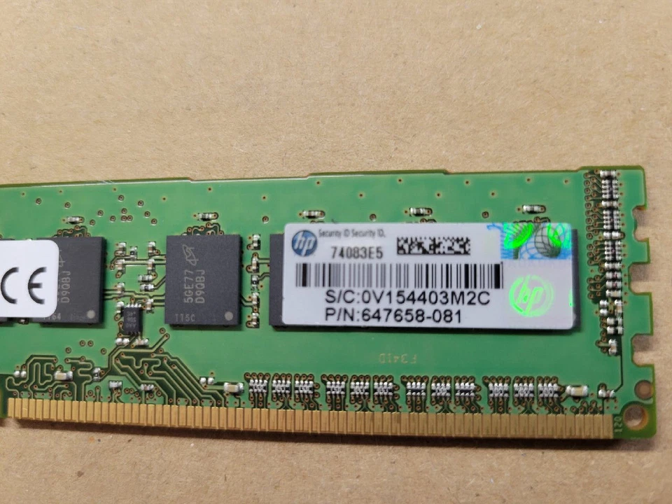 647658-081 HP 8GB 2Rx8 PC3L-10600E DDR3 ECC Unbuffered memory P/N 647909-B21