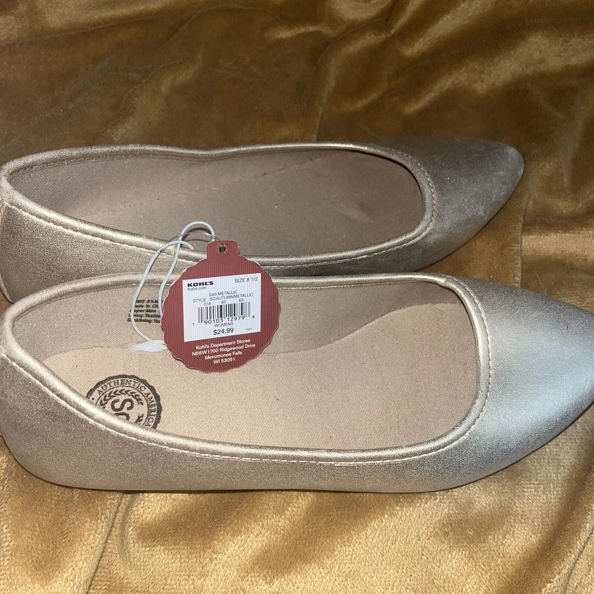 American Heritage Women's GOLD Metallic Ballet Flat Size 8.5