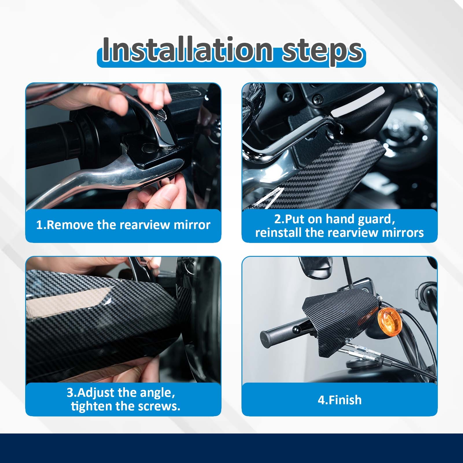 Carbon Fiber Pattern Hand Guards Protector For Harley Dyna FLD FXD FXDC 07-17