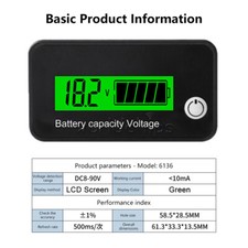 DC8-90V 12V 48V Lead Acid Li-ion Battery Capacity Indicator Car LCD Voltmeter
