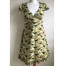 Get Cutie Lime green Crisp cotton Bird print dress 12 ABC Cup Cap sleeves