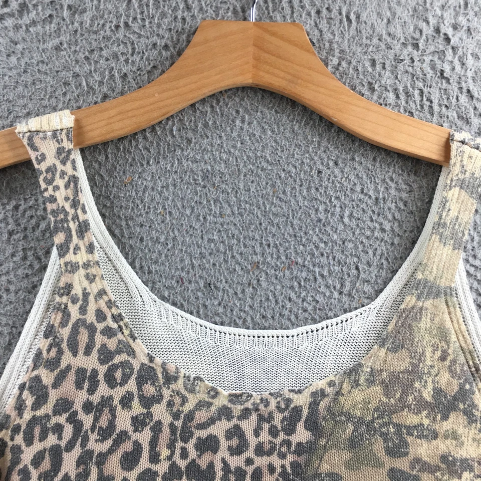 Top Camisola M Rena Mujer M Multicolor Beige Estampado Animal Sin Mangas Tejido Foto 3 de 4
