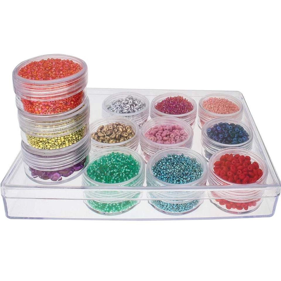 12pcs Mini Plastic Jewelry Beads Container Case Round Small Items Storage Box - Image 3 of 4