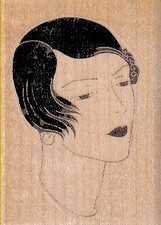 Lady's Head 1 3/4 x 2 1/4" Rubber Stamp, Woman Stamp, Lady Stamp