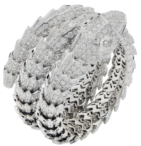 Bvlgari Full Pave Diamond Triple Wrap Serpenti Bracelet