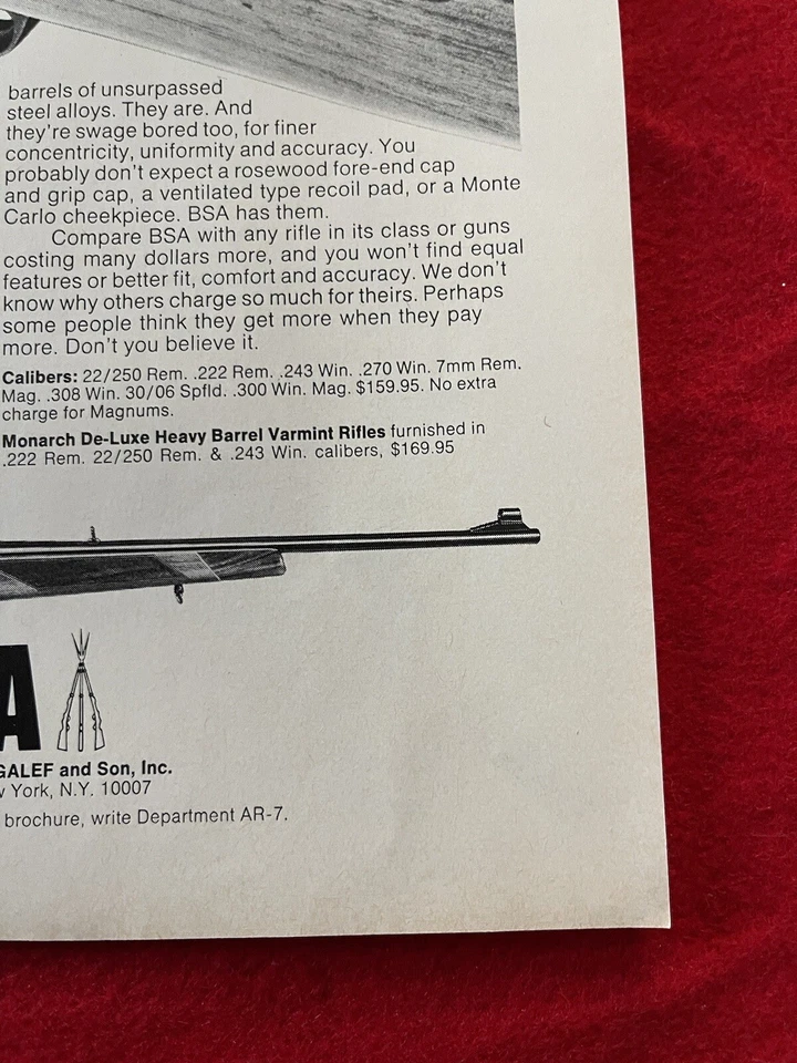Vintage 1971 BSA Monarch Hunting Rifle Print Ad - Image 2 of 4