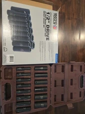Sealed Matco 14 Pc. 1/2" Dr. Metric 6. Deep Impact Socket Set in Storage Case