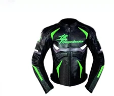 Black Hayabusa Leather Racing Jacket Motorcycle For Men Bikers Ce Protected