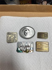 Five Vintage Bowling Related Belt Buckles, Most Improved, BRC 250, etc
