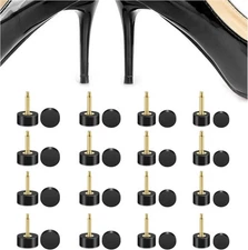 16 Pairs High Heel Shoes Replacement Tips - Shoe 4 Size, Black-12 