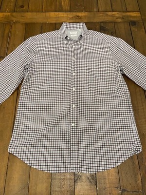 Brunello Cucinelli Gingham Check Shirt Brown White Cotton Mens Medium Preppy