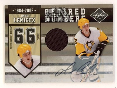 Mario Lemieux 2010-11 Leaf Limited Numbers Autograph Jersey Card 7 31/49 (Faded)