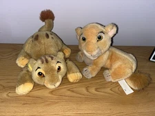 Disney Store The Lion King Baby Simba Nala Plush Stuffed Animal Laying Vintage 