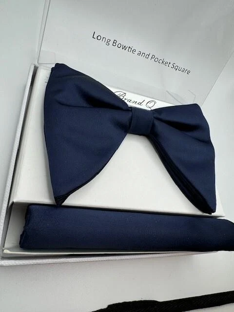 Marca Q Pajarita y Cuadrado de Bolsillo - Azul Oscuro LBT100-G NUEVO Foto 4 de 4