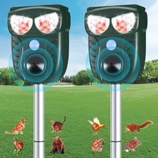 Solar Ultrasonic Animal Repellent Outdoor, Cat Squirrel Raccoon Dog Deer Repe...