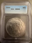 1923 SILVER PEACE DOLLAR MS65 ICG