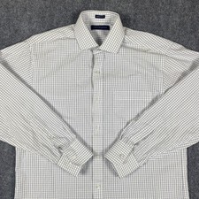 Tommy Hilfiger Dress Shirt Mens M 15 - 32/33 Button Up Down White Blue Check LS