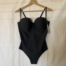 Skims Underwire Body Molded Thong Bodysuit Size L Onyx Black NWT 120