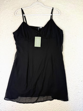 H&M Divided Dress Womens Large Black Slip Lined Babydoll Whimsygoth Feminine
