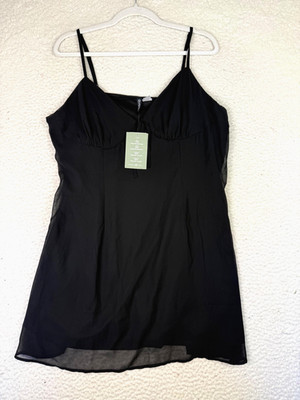 H&M Divided Dress Womens Large Black Slip Lined Babydoll Whimsygoth Feminine