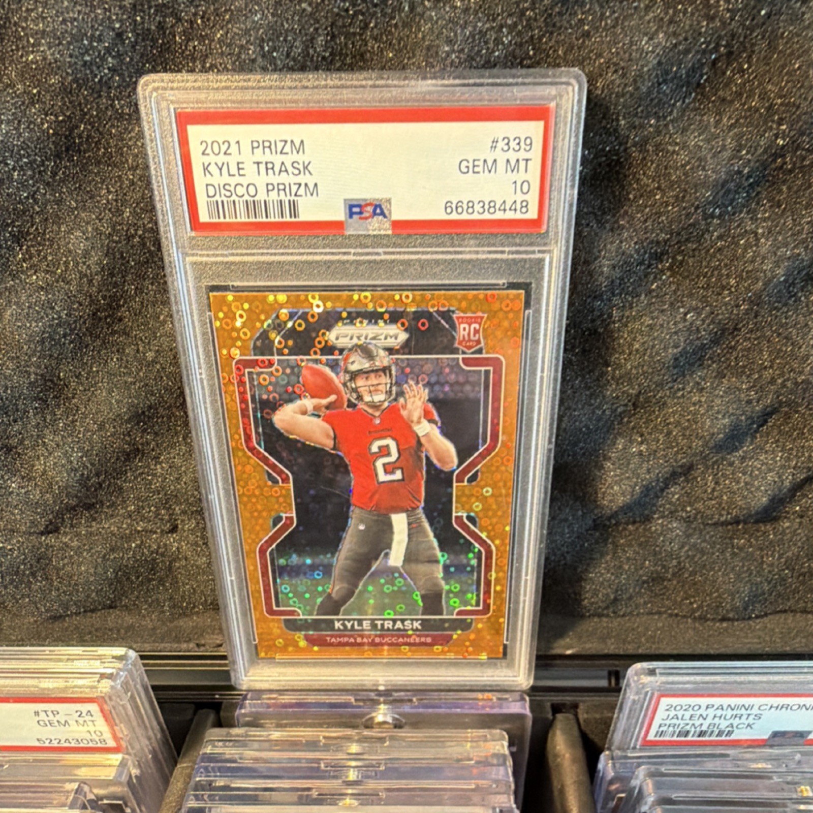 2021 Panini Prizm #339 Kyle Trask Rookie Orange Disco Prizm PSA 10 Buccaneers