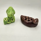 2 VTG Flower Frogs Brushed McCoy Duck? Mint Green Beaver