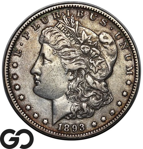 1893 Morgan Silver Dollar Coin, Avidly Pursued Choice XF+ Low Mintage Key Date!