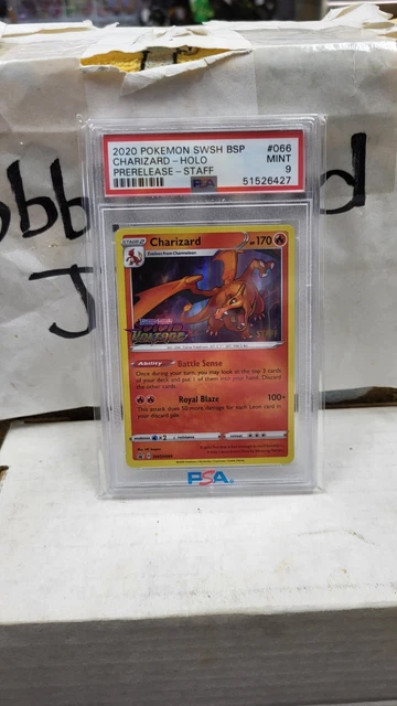 2020 CHARIZARD HOLO VIVID VOLTAGE PRERELEASE STAFF PROMO POKEMON PSA 9 #066