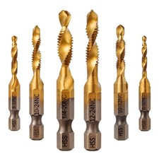 6 Pack Taps Bit Set - Titanium Combination Drill Tap Bit Set Screw Tapping SA...