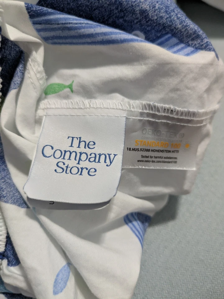 The Company Store Whale School Organic Percale Blue Full Size Fitted Bed Sheet - Изображение 3 из 4