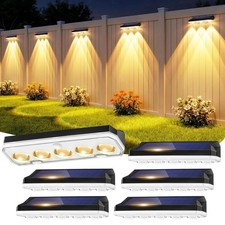 Wonkelly Solar Fence Lights Outdoor 6 Pack Solar Lights Outdoor Garden Warm