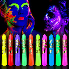 10 Color Glow in the Dark Face Paint,Uv and Black Light Neon Face and Body Paint