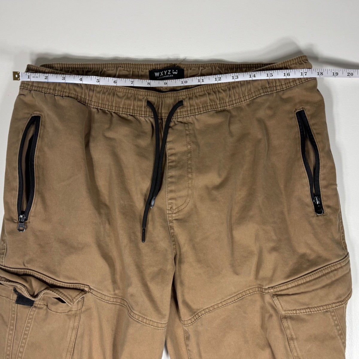 WXYZ Jogger Pants Men XL Brown Cotton Cargo Pockets Streetwear
