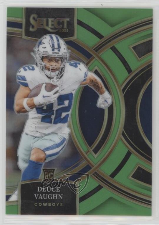 2023 Panini Select Premier Level Neon Green Prizm /49 Deuce Vaughn #128 sb0