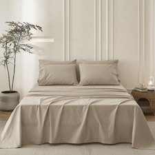 6PS Linen Grey Queen Size Bedding Sets Linen Like Cotton Bed Set Oeko-TEX Sta...