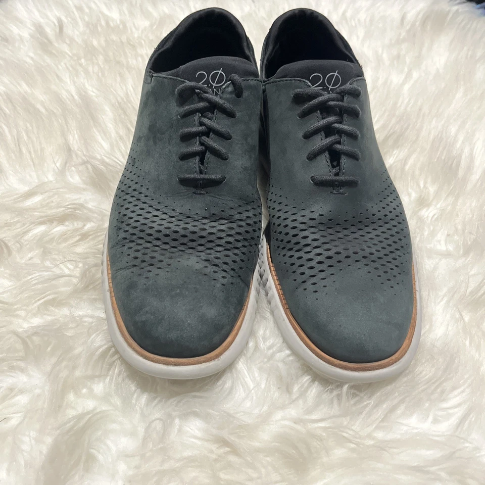 Zapatos Oxford Cole Haan Para Hombre 9.5 M Cuero Azul Punta de Ala Láser C23807 Foto 2 de 4