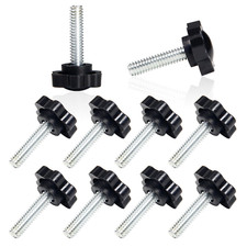 10Pcs 1/4"-20 X 1 Thumb Nuts Black Knurled Plastic Knob