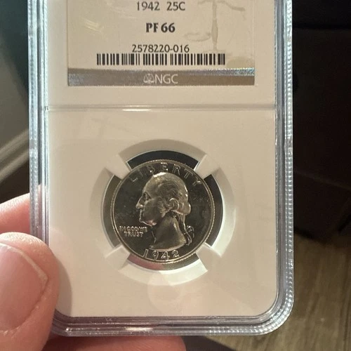 1942 Washington Quarter 25c - NGC PR66 - Blast White PQ