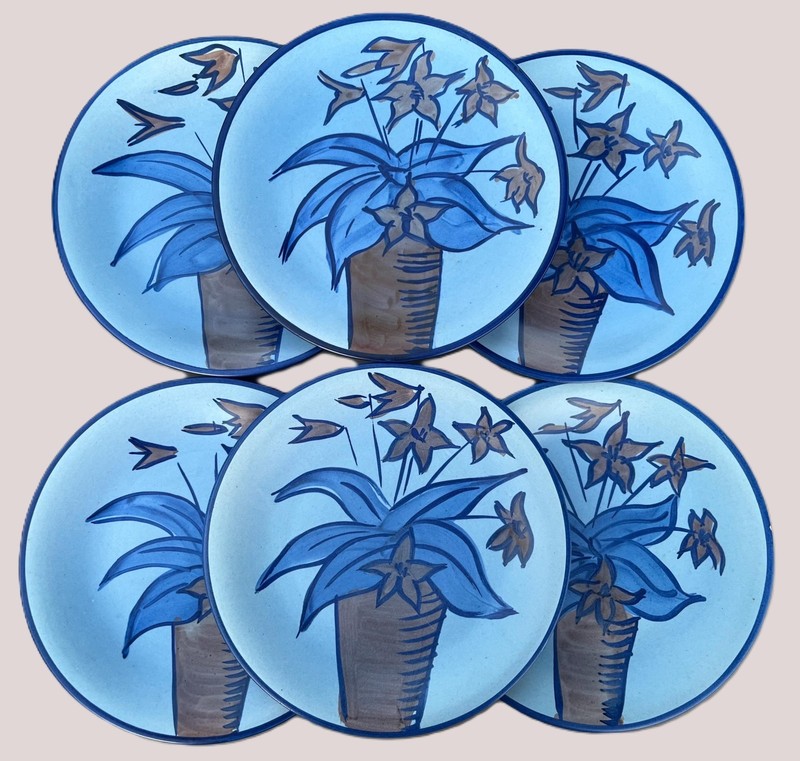 Set of 6 Very Rare Stangl "Venice" Flower Pot 9¾" Plates in Ex Cond Late 1930s