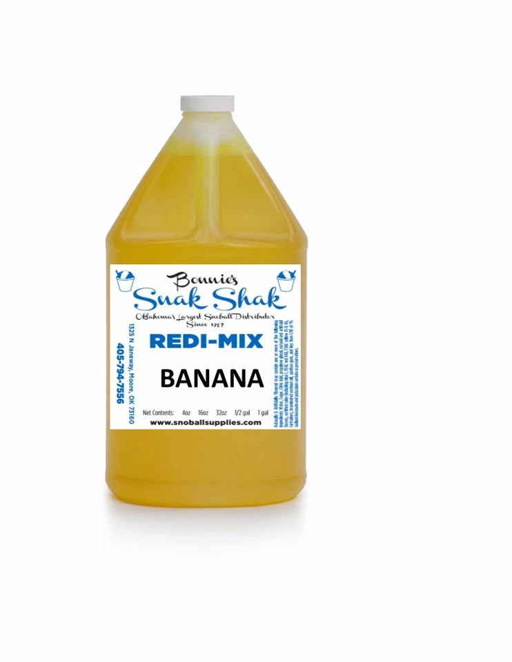 BONNIE'S SNAK SHAK Snow Cone Syrup BANANA Flavor. 1 GALLON JUG Buy Direct Licensed MFG